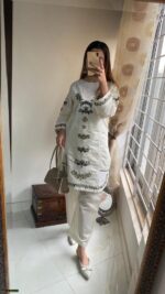 2 pcs Women’s Stitched Khaadi Net Suit Embroidered